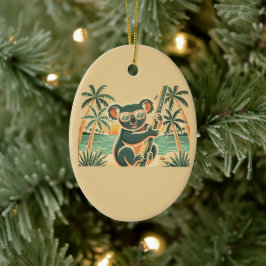 Koala die op het strand ontspant – Tropische zomer Keramisch Ornament