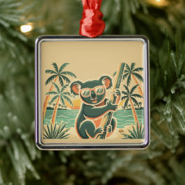 Koala die op het strand ontspant – Tropische zomer Metalen Ornament
