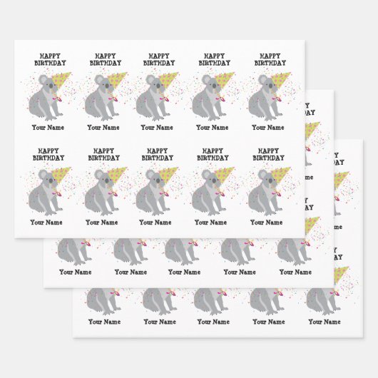 Koala - Dieren met een partijdige jongens meisjesn Inpakpapier Vel (Set)