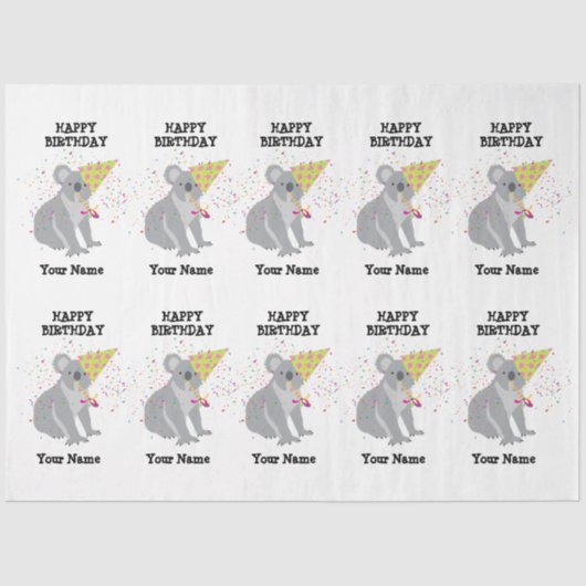 Koala - Dieren met een partijdige jongens meisjesn Tissuepapier (Voorkant)