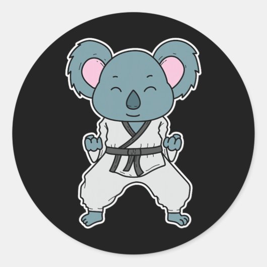 Koala Doet Karate Ronde Sticker (Voorkant)
