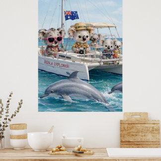 Koala Dolfijn Kijken Avontuur op de Open Zee Poster