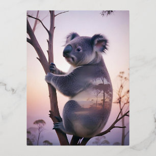 Koala Double Exposure Animal Natuur Wilderness Out Folie Feestdagen Briefkaart