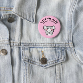 Koala draag het masker en was uw handen ronde button 5,7 cm
