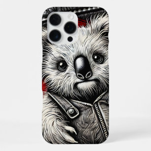 Koala draagt een lederen vest op jasoppervlak iPhone 16 pro max hoesje