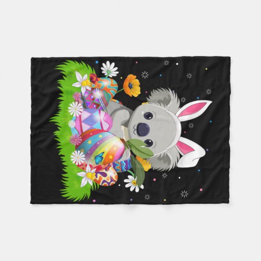 Koala Easter Egg Hunt Bunny Ear Koala Easter Sunda Fleece Deken (Voorkant (Horizontaal))