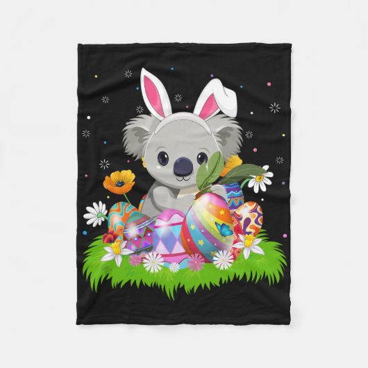 Koala Easter Egg Hunt Bunny Ear Koala Easter Sunda Fleece Deken (Voorkant)