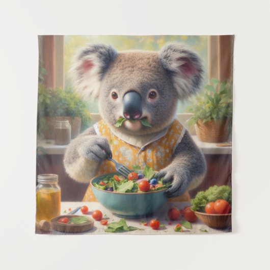 Koala Eating Salade Wandkleed (Voorkant)