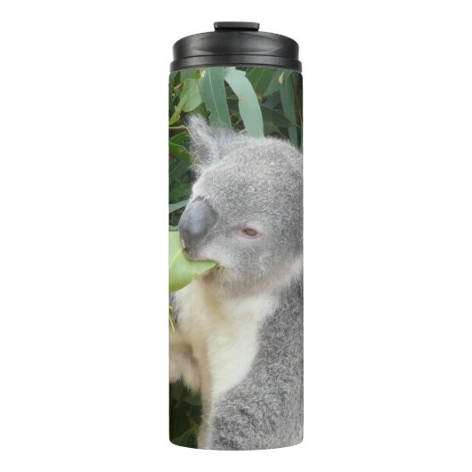 Koala eet kauwblad drinkfles thermosbeker (Voorkant)
