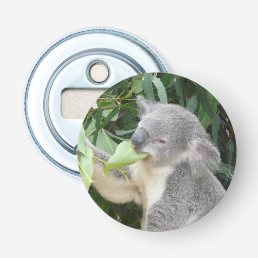 Koala eet kauwgomblad flesopener button flesopener (Voorkant)