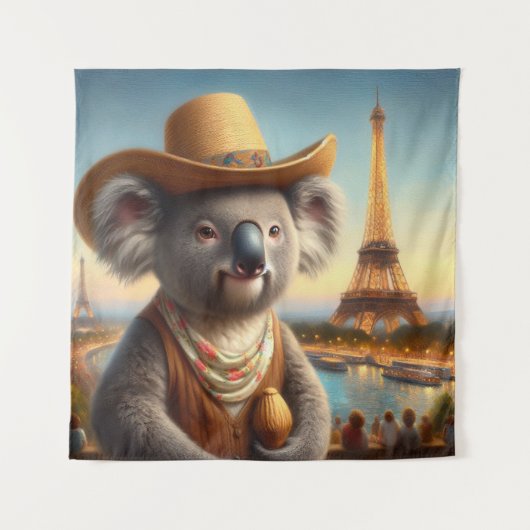 Koala Eiffeltoren Wandkleed (Voorkant)