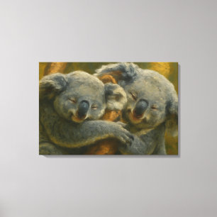 Koala Embrace – Tender Wildlife Moment Canvas Afdruk