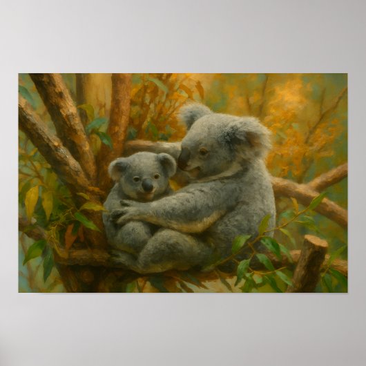 Koala Embrace - Tender Wildlife Painting Poster (Voorkant)