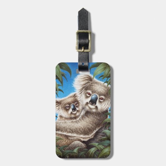 Koala en baby bagagelabel (Voorkant verticaal)