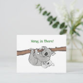Koala en baby "hang daar in" briefkaart (Staand voorkant)