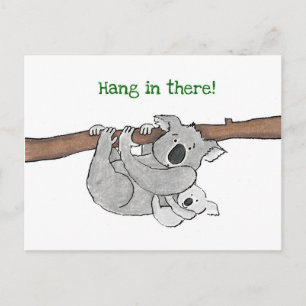 Koala en baby "hang daar in" briefkaart
