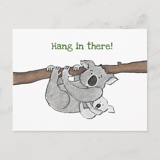 Koala en baby "hang daar in" briefkaart (Voorkant)