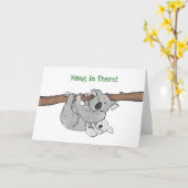 Koala en baby 'hang in daar' kaart (Gele Bloem)
