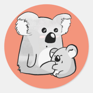 Koala en Baby Ronde Sticker
