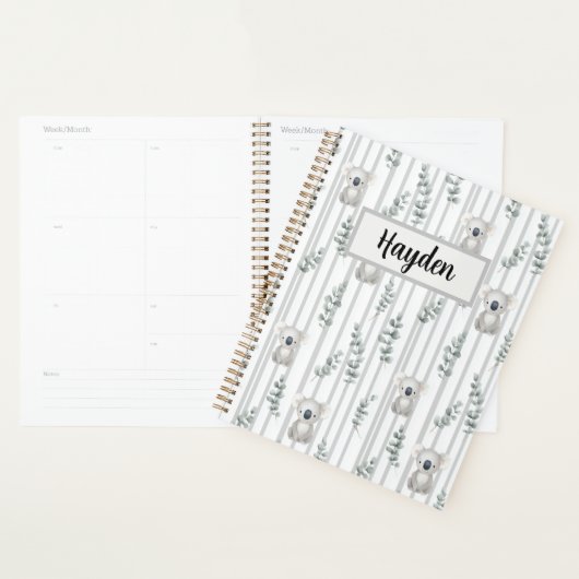 Koala en grijze strepen planner (Display)
