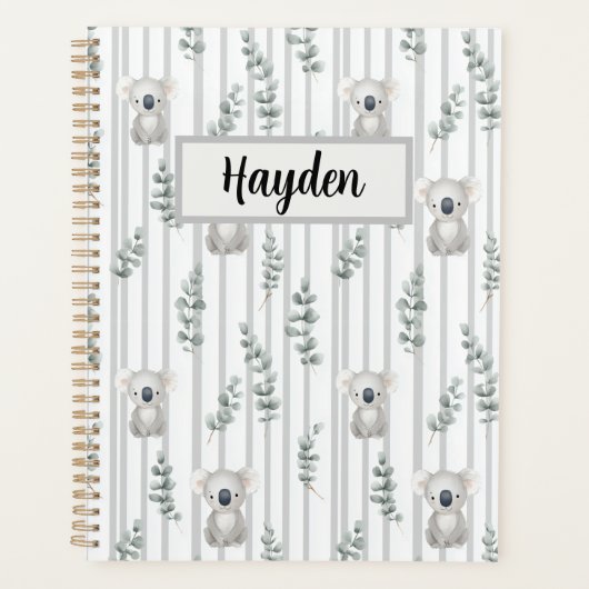 Koala en grijze strepen planner (Voorkant)