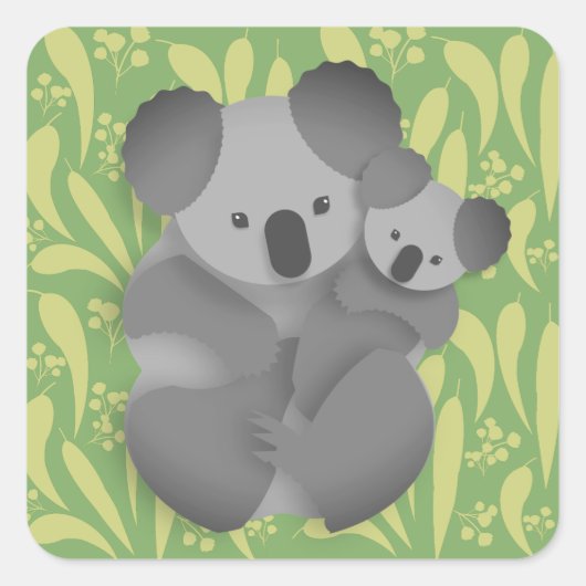 Koala en Joey Vierkante Sticker (Voorkant)