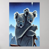 Koala en kind in de sneeuwberg | AI Art. Poster (Voorkant)