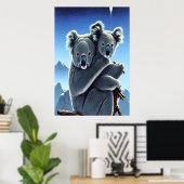 Koala en kind in de sneeuwberg | AI Art. Poster (Thuiskantoor)