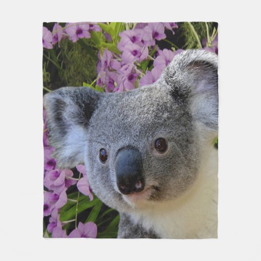 Koala en Orchideeën Fleece Deken (Voorkant)