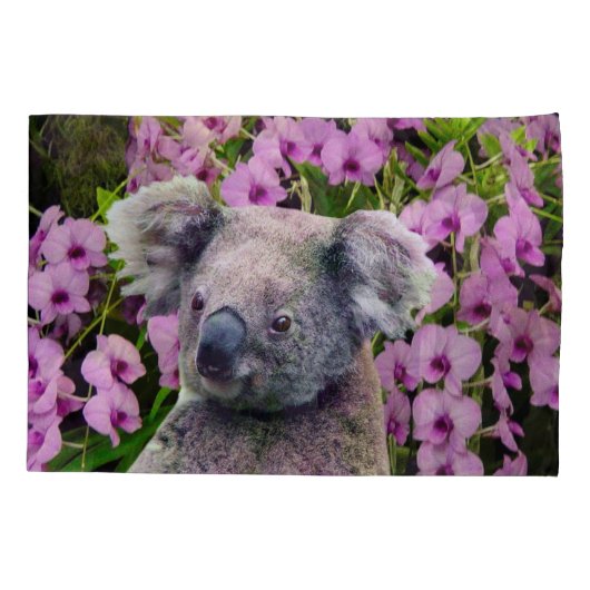Koala en Orchids Kussensloop (Achterkant-Links)
