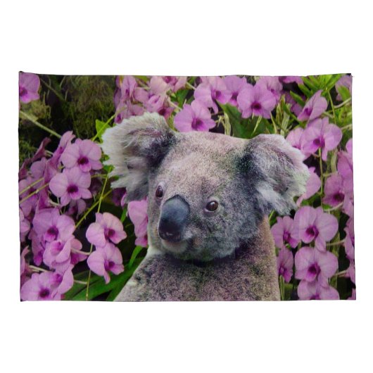 Koala en Orchids Kussensloop (Achterkant-Rechts)