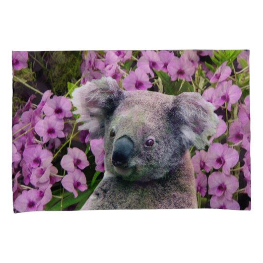 Koala en Orchids Kussensloop (Voorkant-Rechts)