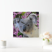Koala en Orchids Vierkante Klok (Huis)
