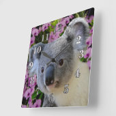 Koala en Orchids Vierkante Klok (Hoek)