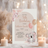 Koala en Pampas Grass Boho kind Birthday Theme Kaart