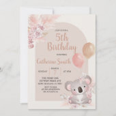 Koala en Pampas Grass Boho kind Birthday Theme Kaart (Voorkant)