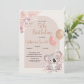 Koala en Pampas Grass Boho kind Birthday Theme Kaart (Staand voorkant)