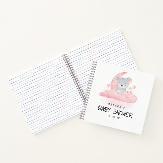 Koala en Sterren Baby shower Geschenklijst Notitie Notitieboek (Binnen)