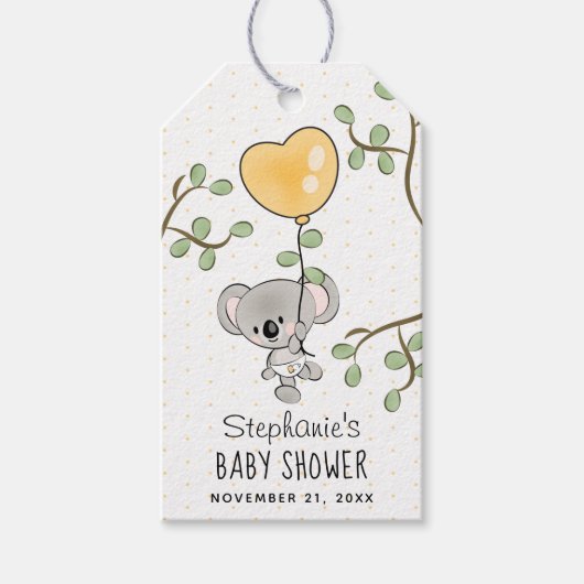 Koala Eucalyptus Baby shower Favor Tag Cadeaulabel (Voorkant)