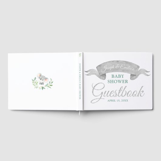 Koala & Eucalyptus Grijs Baby shower Gastenboek (Volledig)