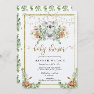 Koala Eucalyptus Woodland Boho Baby shower Kaart