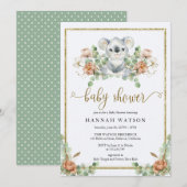 Koala Eucalyptus Woodland Elegant Baby shower Kaart (Voorkant / Achterkant)