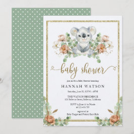 Koala Eucalyptus Woodland Elegant Baby shower Kaart