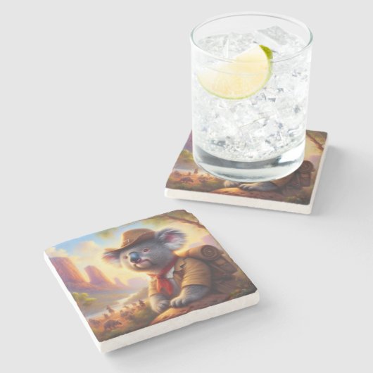 Koala Explorer Stenen Onderzetter (Zijkant)