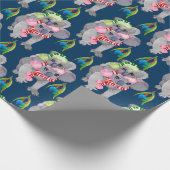 Koala Familie Blauw Kerstmis Cadeaupapier (Hoek)