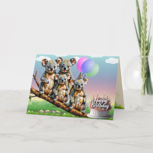 Koala Family Birthday Kaart (Voorkant)