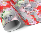 Koala Family Red Christmas Cadeaupapier (Rol Hoek)