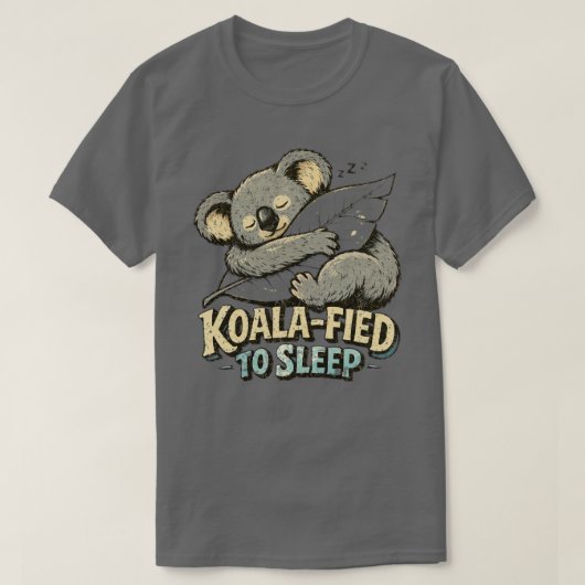 “Koala Fed to Sleep” Slaapdier Koala-ontwerp T-shirt (Design voorkant)