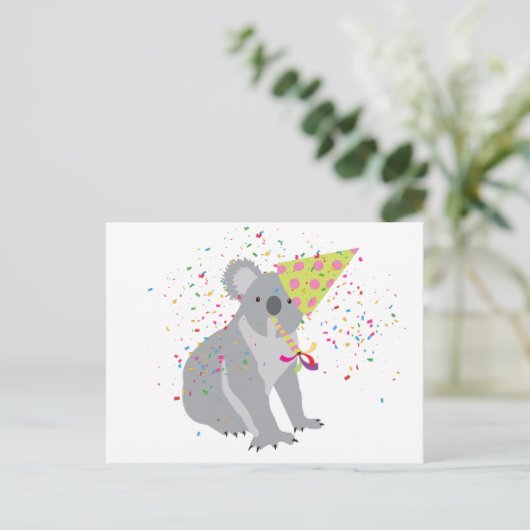 Koala Feest - Dieren die een Feestje Hebben Briefkaart (Staand voorkant)