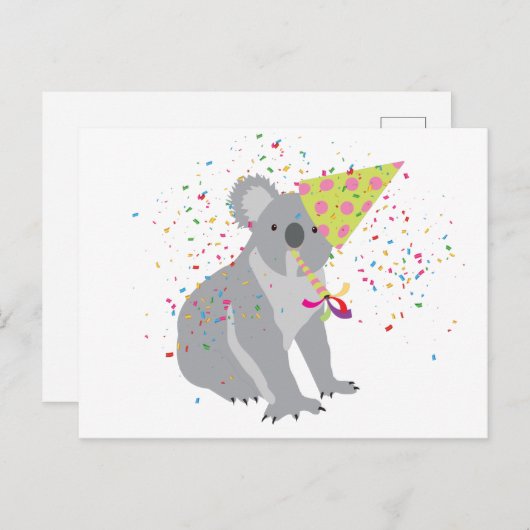 Koala Feest - Dieren die een Feestje Hebben Briefkaart (Voorkant / Achterkant)
